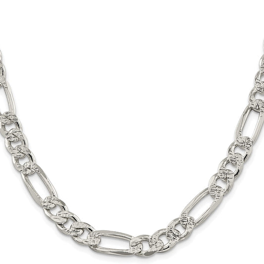 Buy Exclusive Rhodium-Plated Sterling Silver 9.5mm Figaro Chain - Stylish Value!
