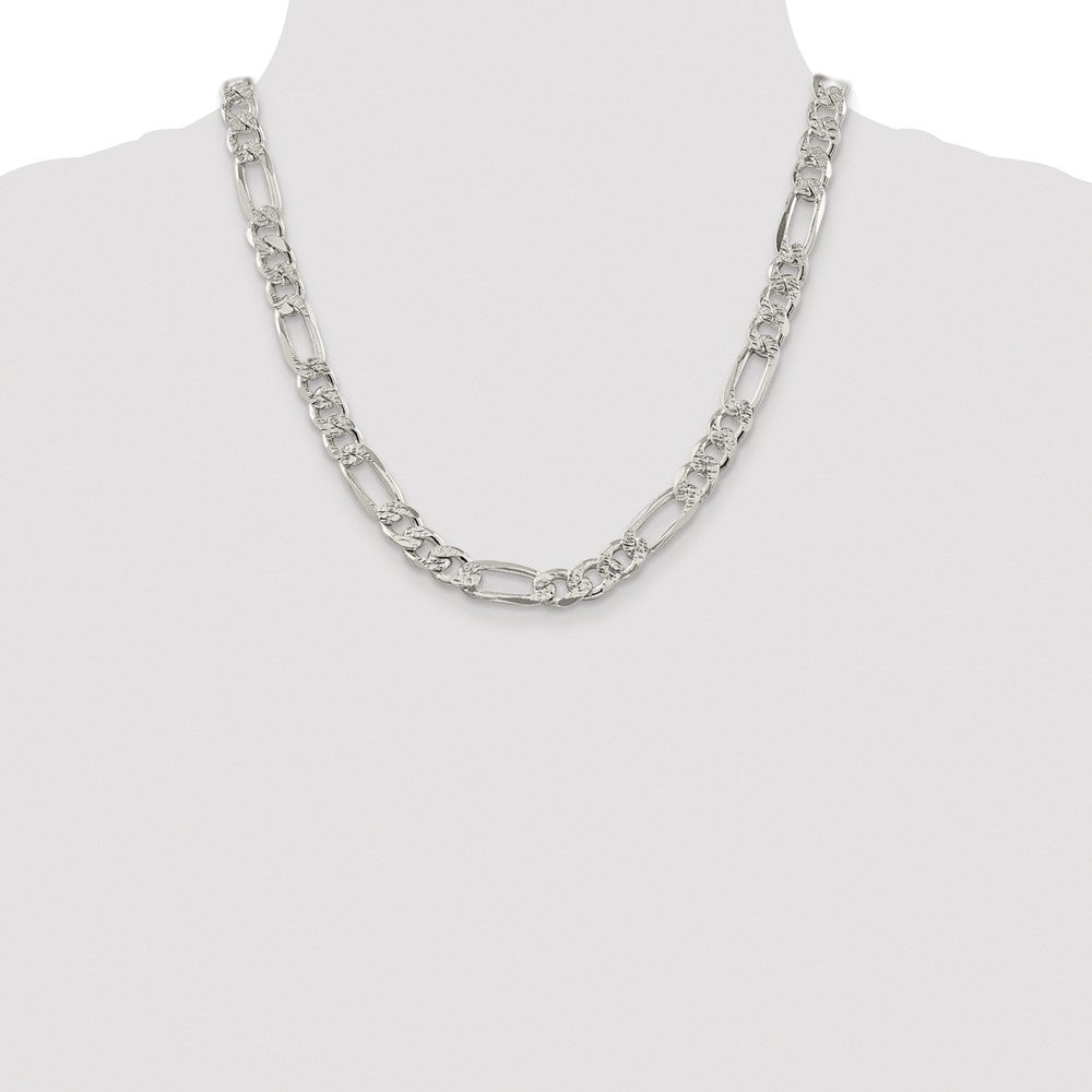 High-Quality Rhodium-Plated Sterling Silver 9.5mm Figaro Chain - Stylish Value!