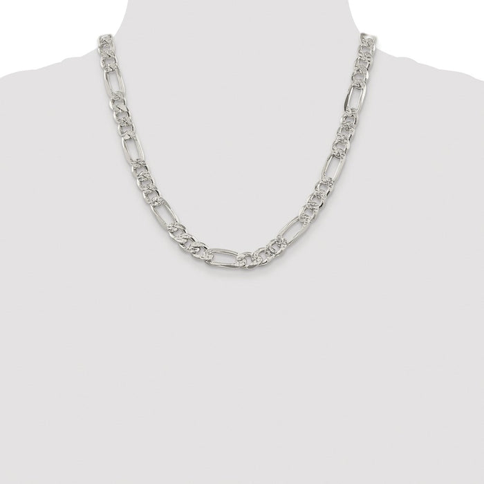 High-Quality Rhodium-Plated Sterling Silver 9.5mm Figaro Chain - Stylish Value!-4