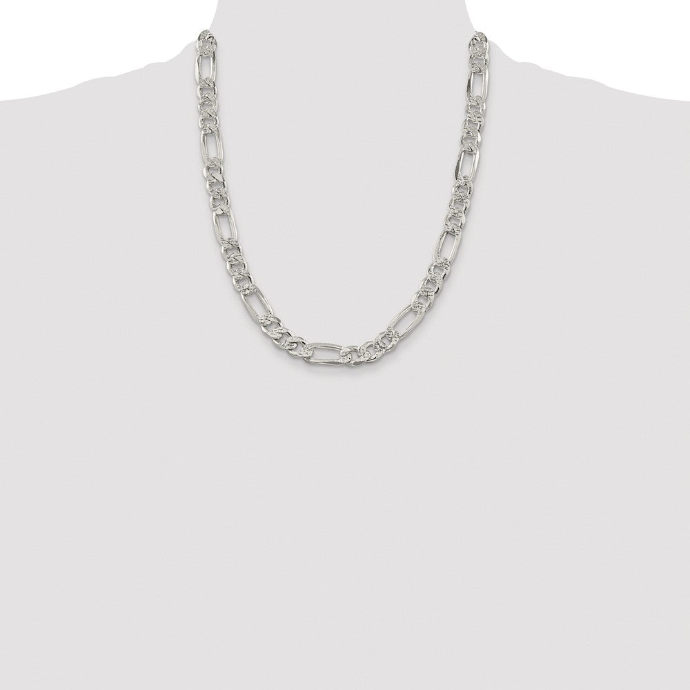 Buy Exclusive Rhodium-Plated Sterling Silver 9.5mm Figaro Chain - Stylish Value!