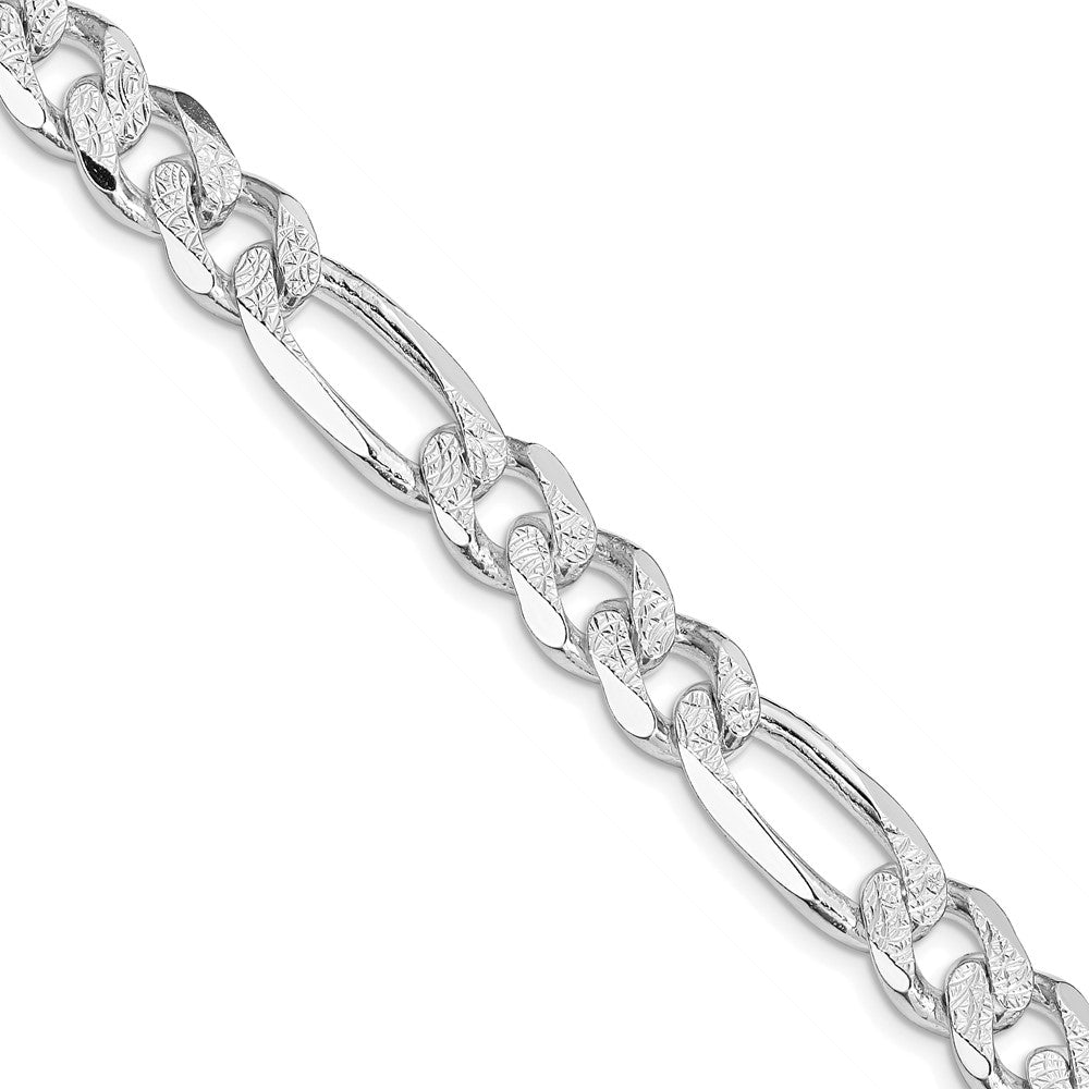 Buy Stylish Rhodium-Plated Sterling Silver 9.5mm Pav Figaro Chain - Affordable Luxury!
