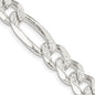 High-Quality 9.5mm Pav Flat Figaro Chain in Sterling Silver - Stylish Value!-3