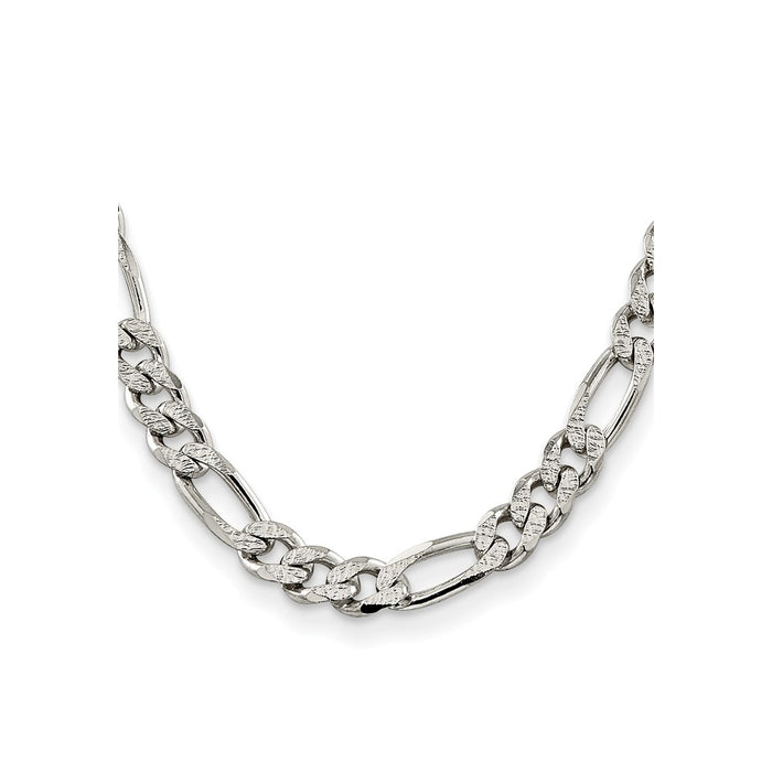 Buy Stylish 11.0mm Pav Flat Figaro Chain in High-Quality Sterling Silver-2