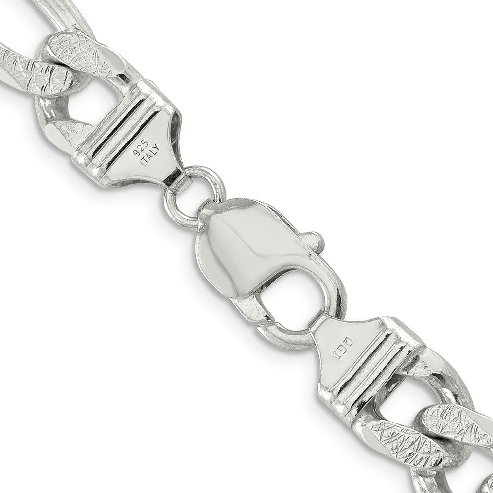 Buy Stylish 11.0mm Pav Flat Figaro Chain in High-Quality Sterling Silver