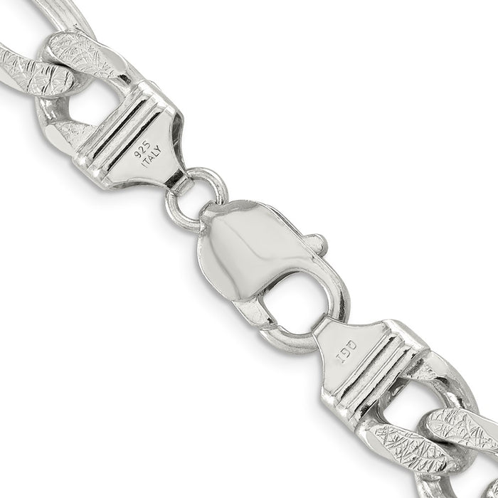Buy Stylish 11.0mm Pav Flat Figaro Chain in High-Quality Sterling Silver-3