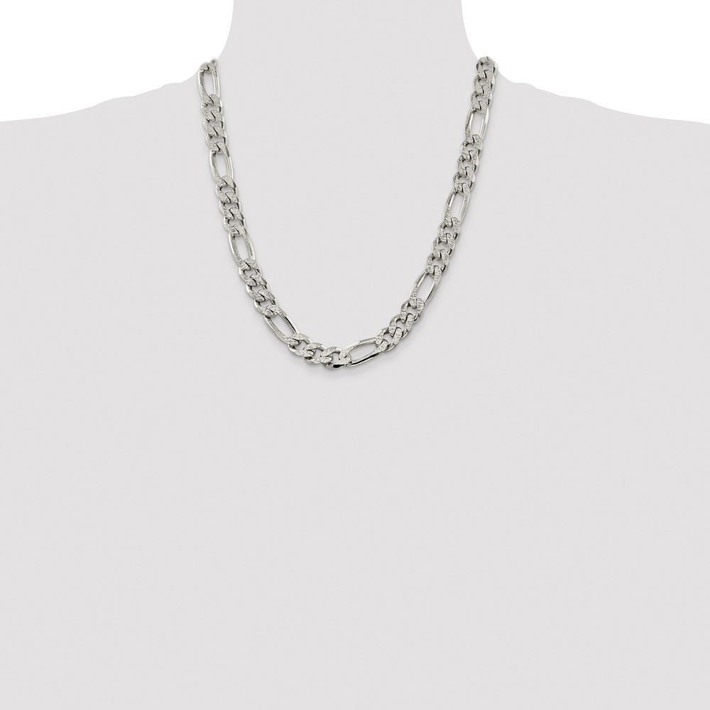 Buy Stylish 11mm Pav Flat Figaro Chain in High-Quality Sterling Silver