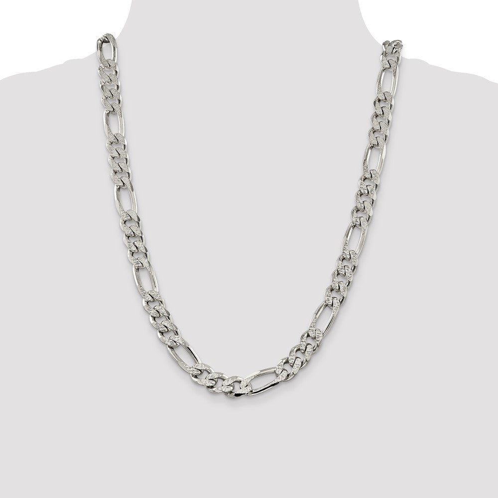 Buy Exclusive 11.0mm Pav Flat Figaro Chain in Sterling Silver - Stylish Value!