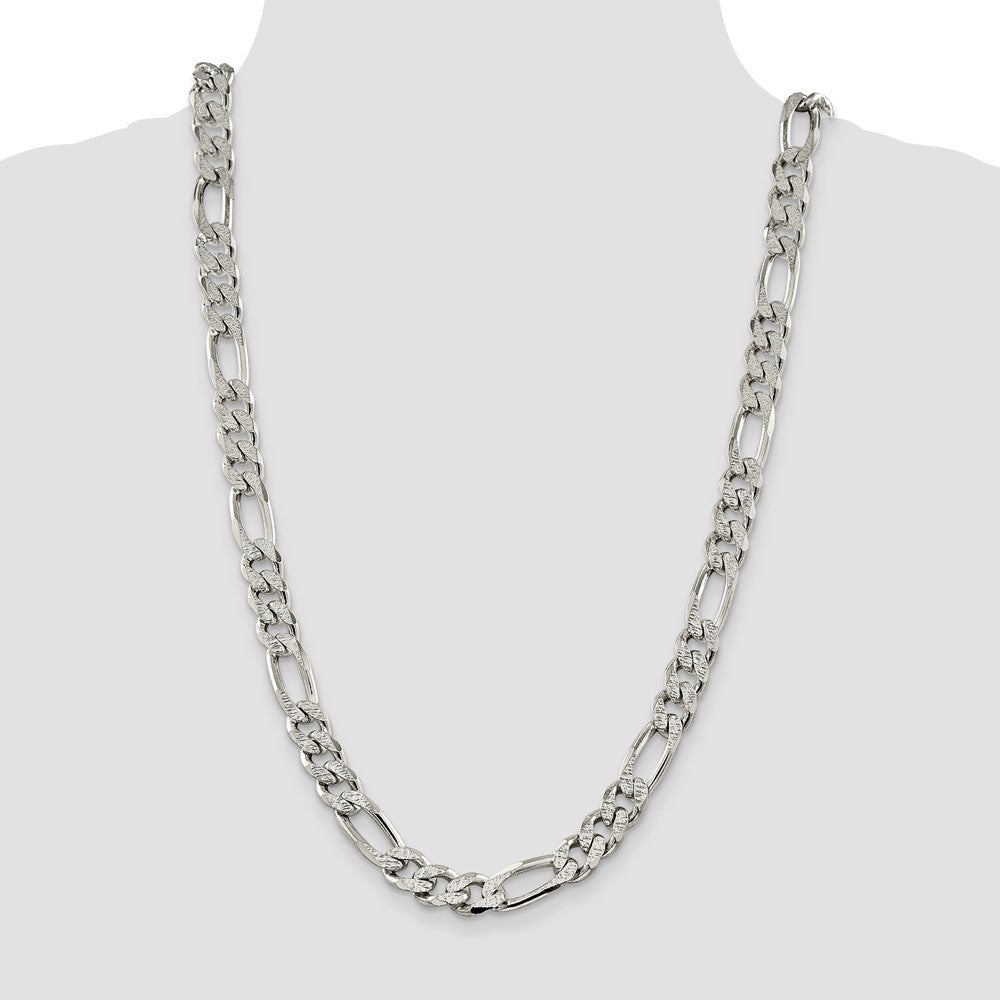 Buy Stylish 11.0mm Pav Flat Figaro Chain in High-Quality Sterling Silver