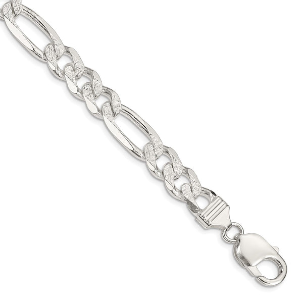 11.0mm Pavé Flat Figaro Chain in Sterling Silver - Style GR1-1030272