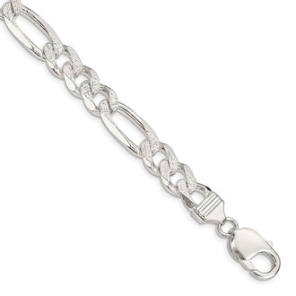 Buy Stylish 11.0mm Pav Flat Figaro Chain in High-Quality Sterling Silver
