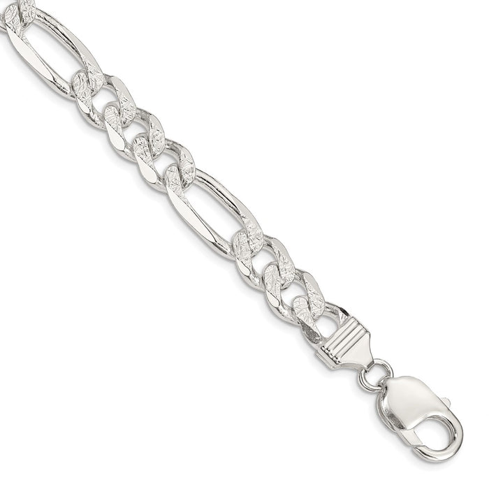 Buy Stylish 11.0mm Pav Flat Figaro Chain in High-Quality Sterling Silver-1