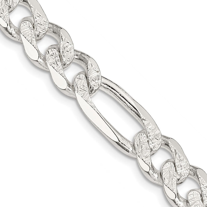 Buy Stylish 11mm Pav Flat Figaro Chain in High-Quality Sterling Silver-1