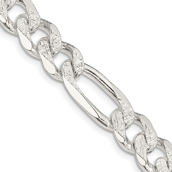 11.0mm Pavé Flat Figaro Chain in Sterling Silver - Style GR1-1033158