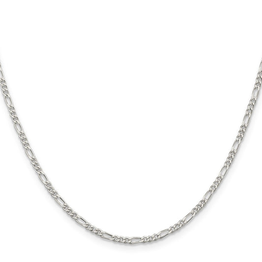 Buy Stylish Rhodium-Plated Sterling Silver 2.25mm Figaro Chain - Affordable Luxury