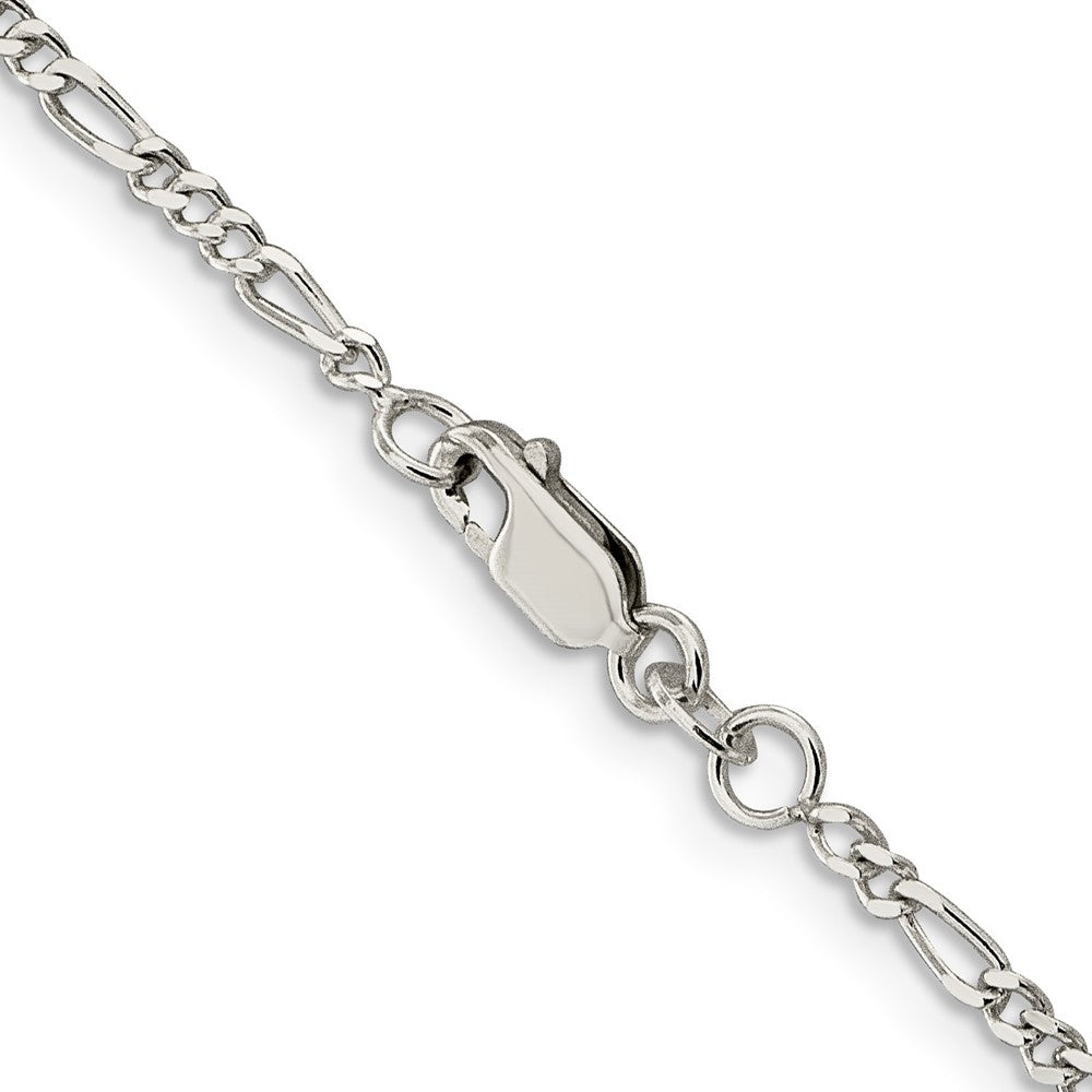 Buy Stylish Rhodium-Plated Sterling Silver 2.25mm Figaro Chain - Luxury Value