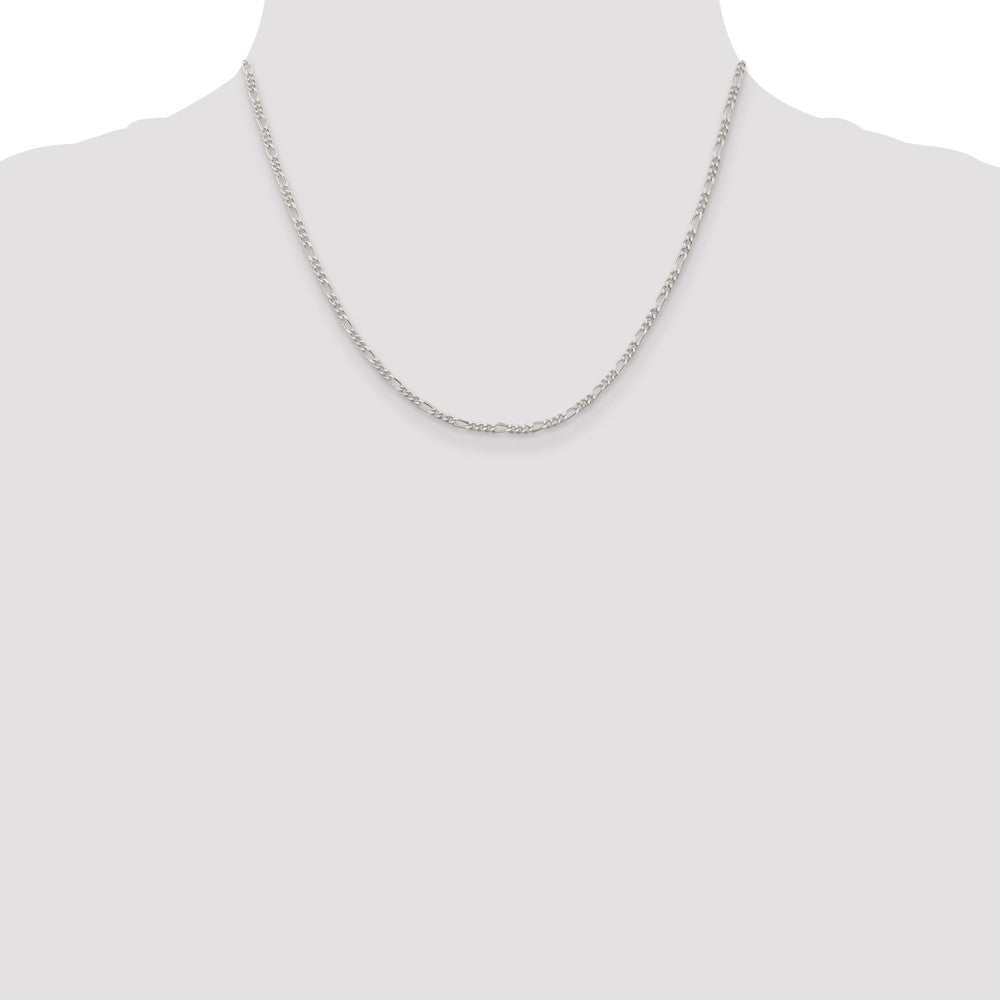 Buy Stylish Rhodium-Plated Sterling Silver 2.25mm Figaro Chain - Luxury Value