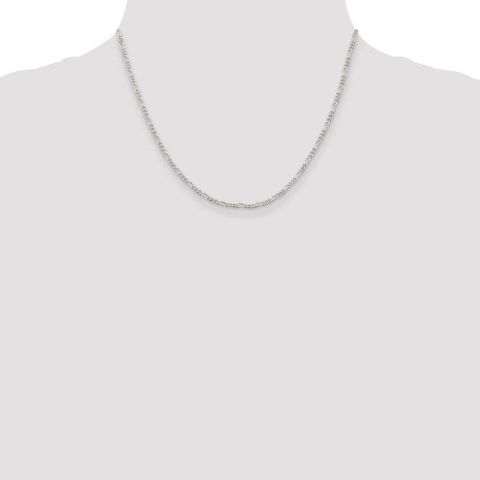 Buy Stylish Rhodium-Plated Sterling Silver 2.25mm Figaro Chain - Luxury Value-4