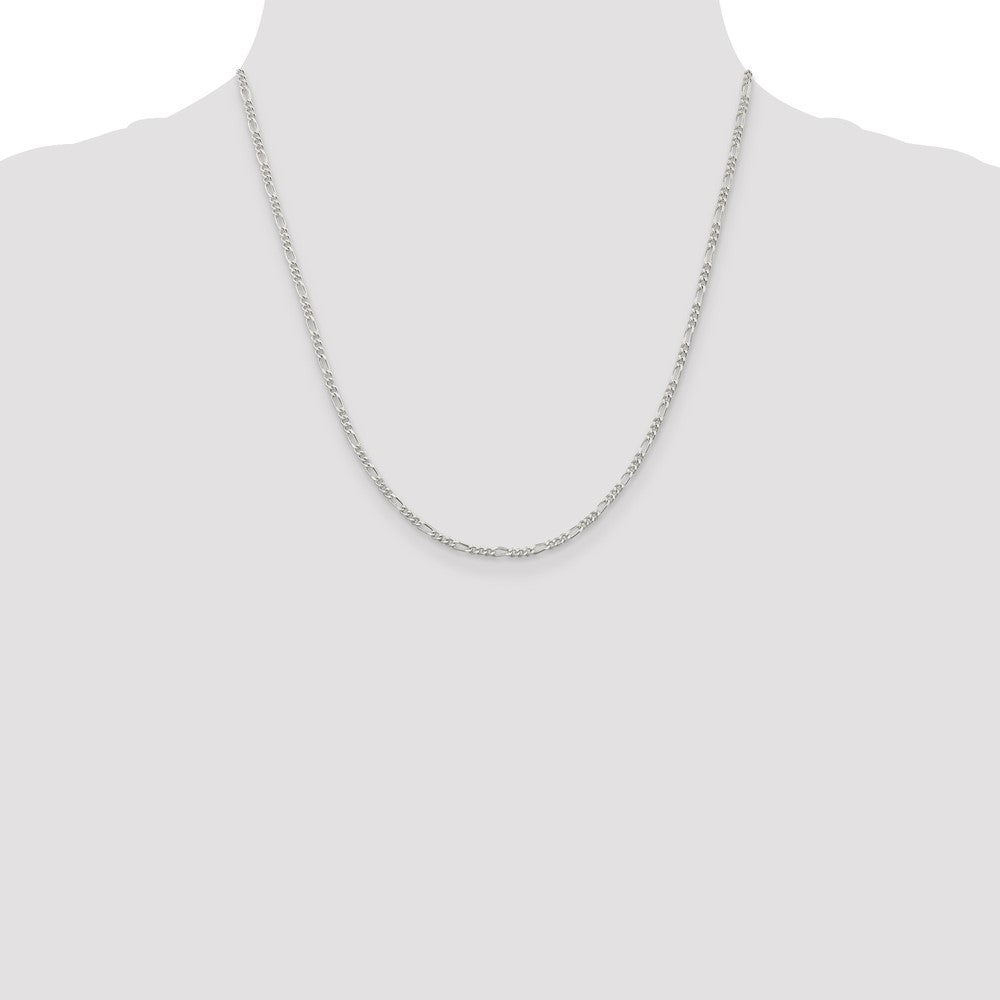 Buy Stylish Rhodium-Plated Sterling Silver 2.25mm Figaro Chain - Affordable Luxury