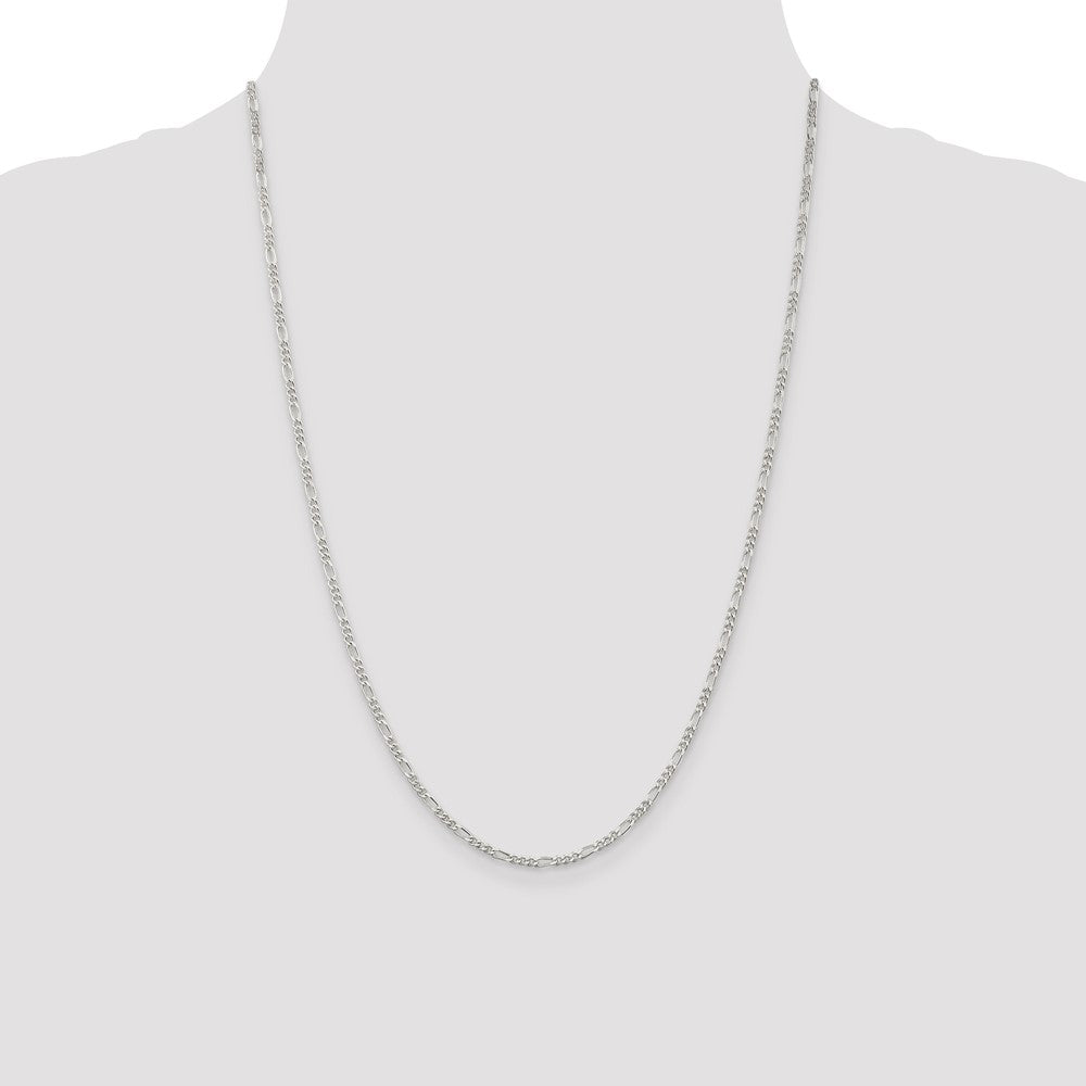 Buy Stylish Rhodium-Plated Sterling Silver Figaro Chain - 2.25mm, Luxury Quality