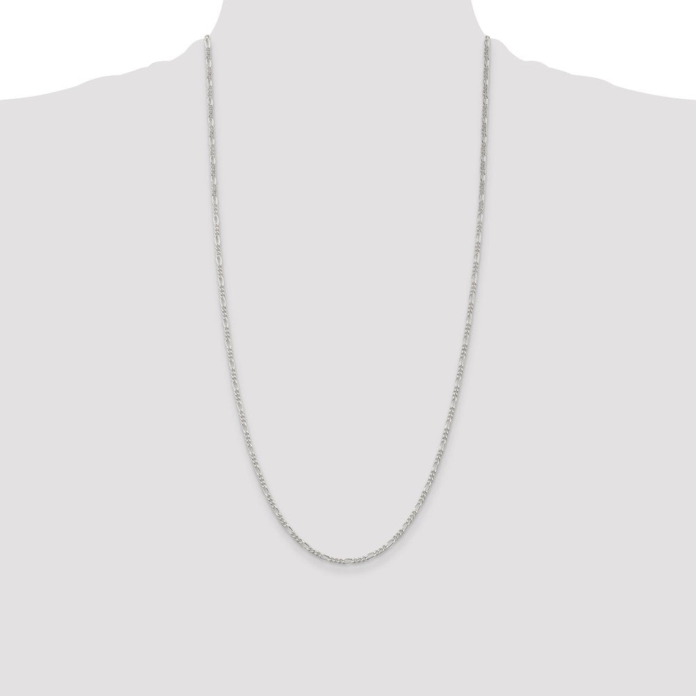 Buy Stylish Rhodium-Plated Sterling Silver 2.25mm Figaro Chain for Less