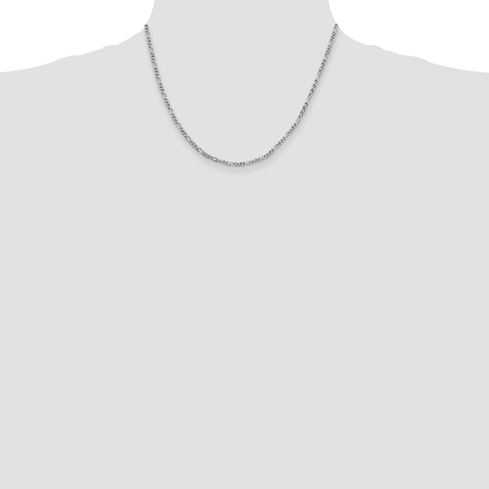 Buy High-Quality 2.5mm Rhodium-Plated Sterling Silver Figaro Chain - Stylish Value!-4