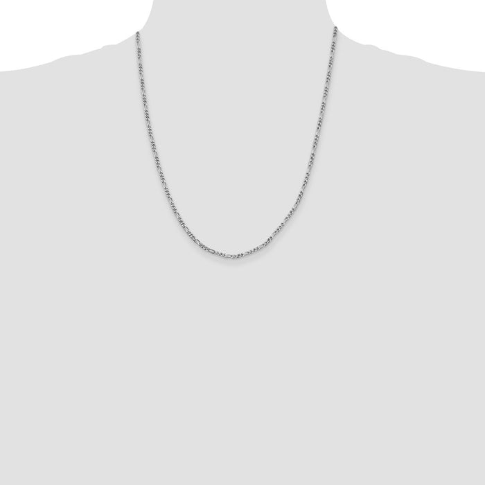 Buy Stylish Rhodium-Plated Sterling Silver 2.5mm Figaro Chain - Luxury Value!-4