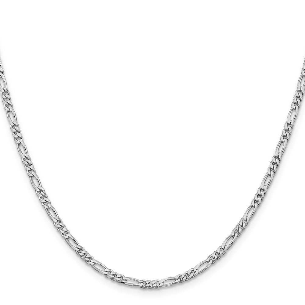 Buy Stylish Rhodium-Plated Sterling Silver Figaro Chain 2.85mm - Luxury Value!