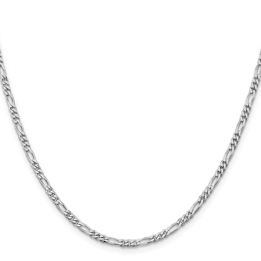 Buy Stylish Rhodium-Plated Sterling Silver Figaro Chain 2.85mm - Luxury Value!