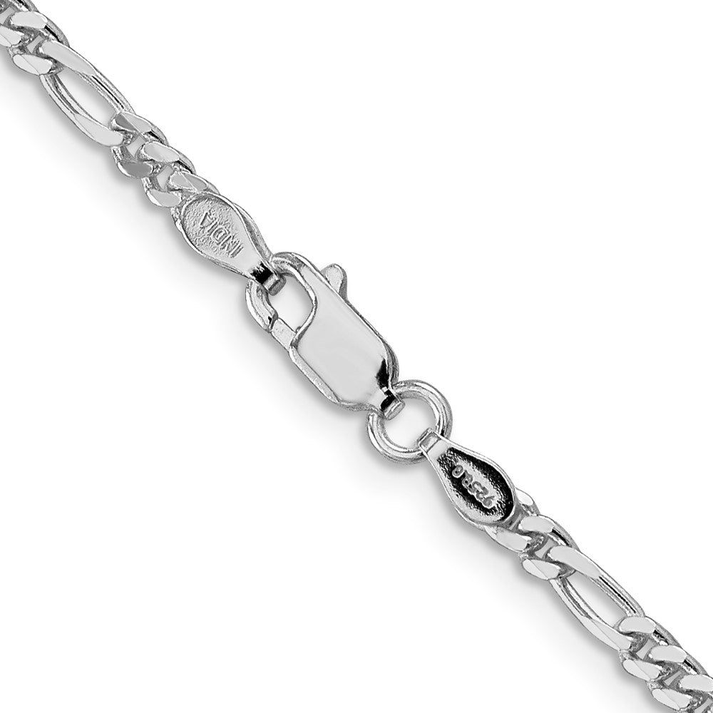 Buy Stylish Rhodium-Plated Sterling Silver Figaro Chain 2.85mm - Luxury Value!