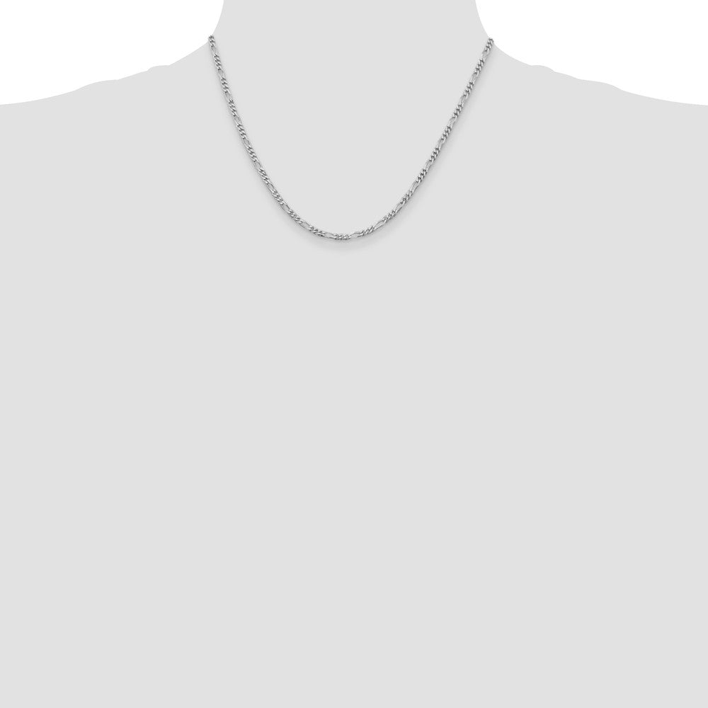 Buy Stylish Rhodium-Plated Sterling Silver 2.85mm Figaro Chain - Luxury Value!