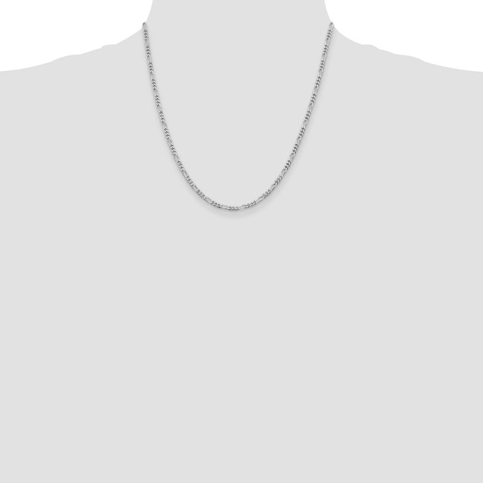 Buy Stylish Rhodium-Plated Sterling Silver 2.85mm Figaro Chain at Great Prices-4