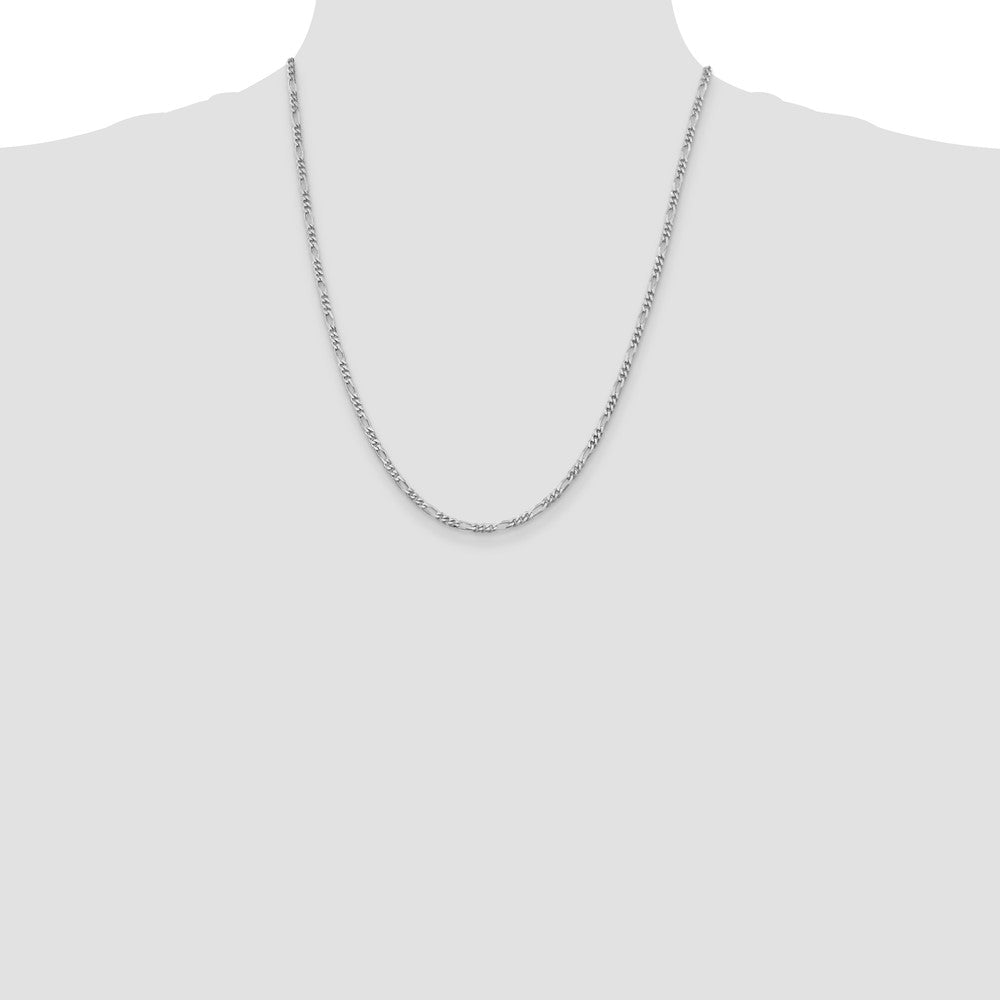 High-quality Rhodium-Plated Sterling Silver 2.85mm Figaro Chain - Stylish Value!