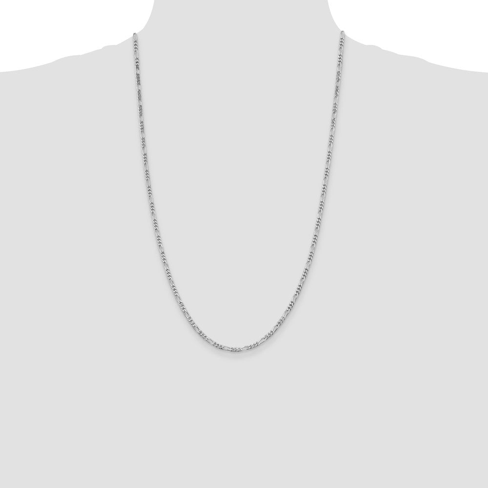 Buy Stylish Rhodium-Plated Sterling Silver Figaro Chain 2.85mm - Luxury Value!