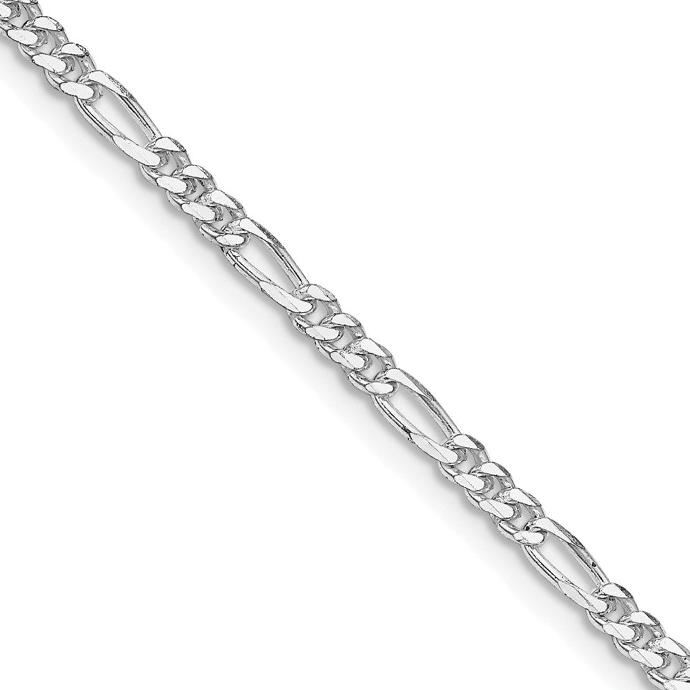 Buy Stylish Rhodium-Plated Sterling Silver Figaro Chain 2.85mm - Luxury Value!