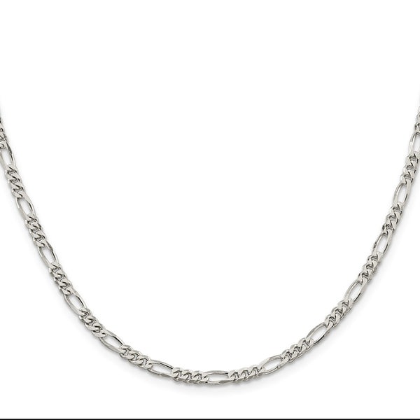 3.5mm Rhodium-Plated Sterling Silver Figaro Chain