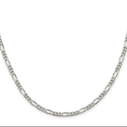 Buy Stylish 3.5mm Rhodium-Plated Sterling Silver Figaro Chain - Affordable Luxury