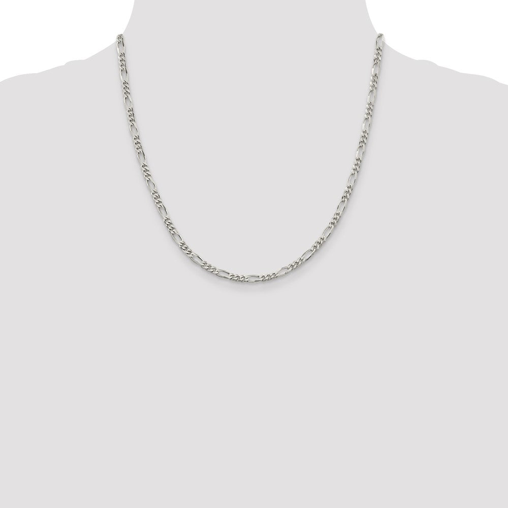 Buy Stylish 3.5mm Rhodium-Plated Sterling Silver Figaro Chain - Affordable Luxury