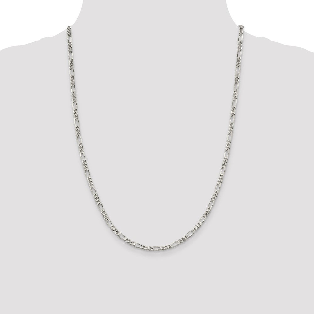 Buy Stylish Rhodium-Plated Sterling Silver 3.5mm Figaro Chain | Luxury Value