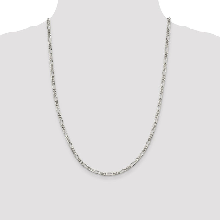 Buy Stylish Rhodium-Plated Sterling Silver 3.5mm Figaro Chain | Luxury Value-4