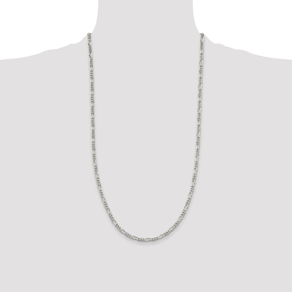 High-Quality Rhodium-Plated Sterling Silver 3.5mm Figaro Chain - Stylish Value!