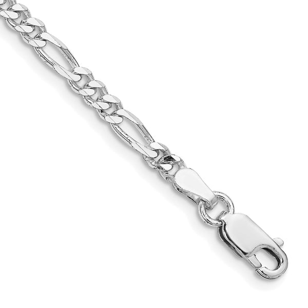 Rhodium-Plated Sterling Silver Figaro Chain - 3.5mm