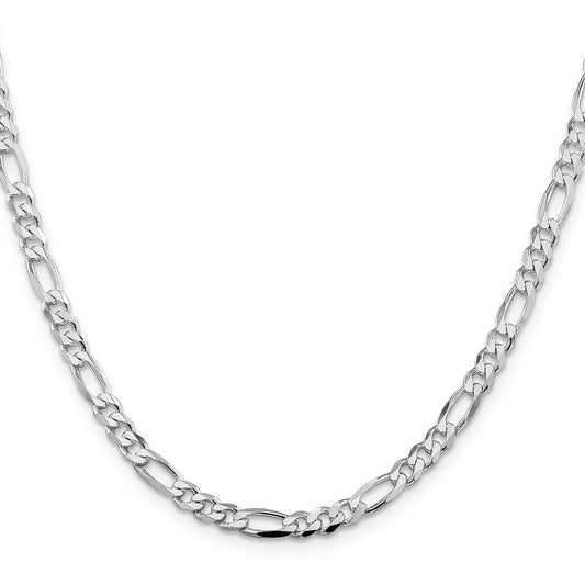 Buy Stylish 4.5mm Rhodium-Plated Sterling Silver Figaro Chain - Luxury Value!
