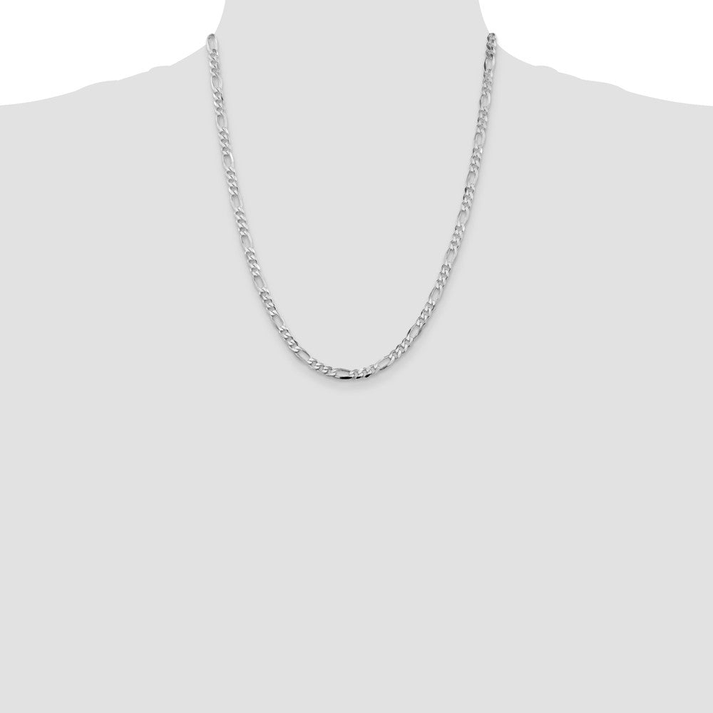 Buy Stylish 4.5mm Rhodium-Plated Sterling Silver Figaro Chain - Luxury Value!