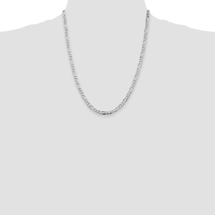 Buy Stylish 4.5mm Rhodium-Plated Sterling Silver Figaro Chain - Luxury Value!-4