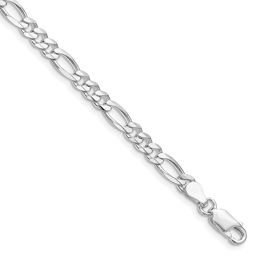 Buy Stylish Rhodium-Plated Sterling Silver 4.5mm Figaro Chain - Affordable Luxury!
