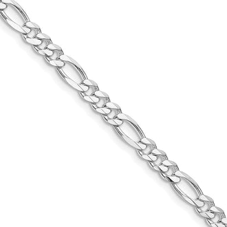 Buy Stylish Rhodium-Plated Sterling Silver 4.5mm Figaro Chain - Affordable Luxury