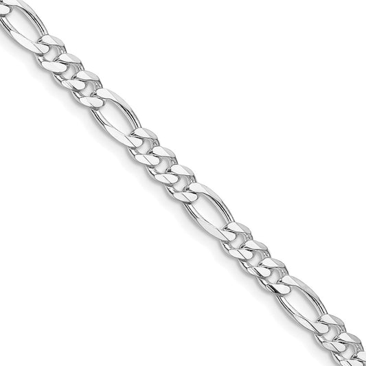 Buy Stylish 4.5mm Rhodium-Plated Sterling Silver Figaro Chain - Luxury Value!