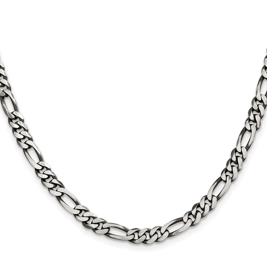Exclusive Antiqued Sterling Silver 5.5mm Figaro Chain - Stylish Luxury Value!