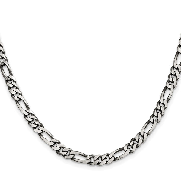 Antiqued Sterling Silver 5.5mm Figaro Chain - Style GR1-1032587