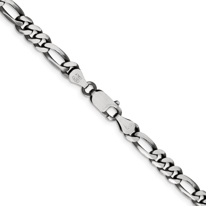 Buy Stylish Antiqued Sterling Silver 5.5mm Figaro Chain - Great Value!-3